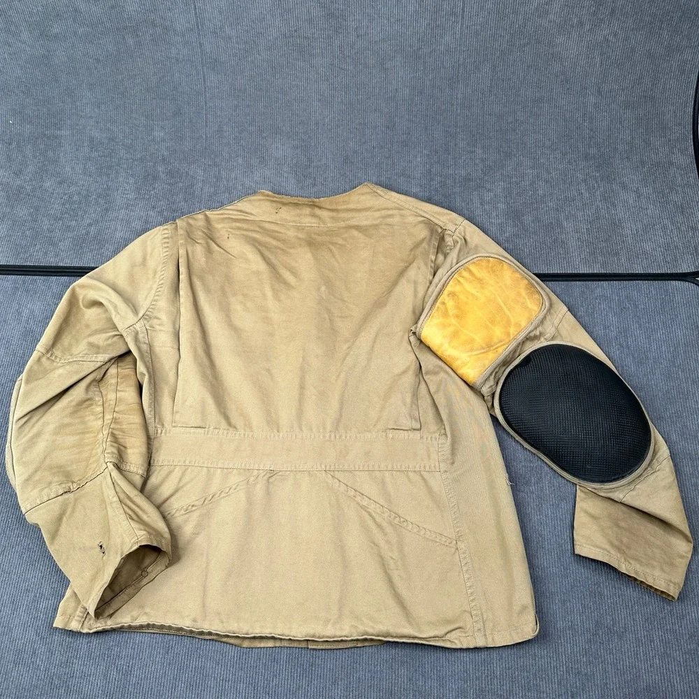 Vintage 10-X Shooting Jacket Tan Cotton Twill Leather Recoil Pad Mens 44 L
